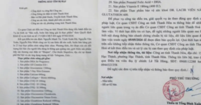 Thanh Hóa Tìm Bị Hại Vụ Sản Xuất, Buôn Bán Thực Phẩm Chức Năng Giả