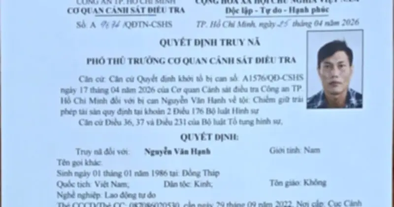 Truy nã nghi phạm chiếm giữ gần 500 triệu đồng chuyển nhầm