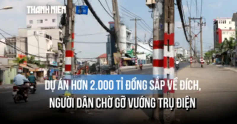 Tuyến đường Nguyễn Thị Định được nâng cấp, nhưng trụ điện vẫn gây lo ngại an toàn giao thông