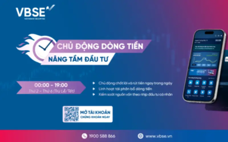 VBSE Mở Rộng Khung Giờ Rút Tiền Online Đến 19:00, Tối Ưu Hóa Quản Lý Dòng Tiền