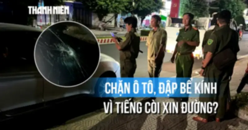 Xe ô tô bị đập bể kính chắn gió trước cổng trường vì tiếng còi xin đường