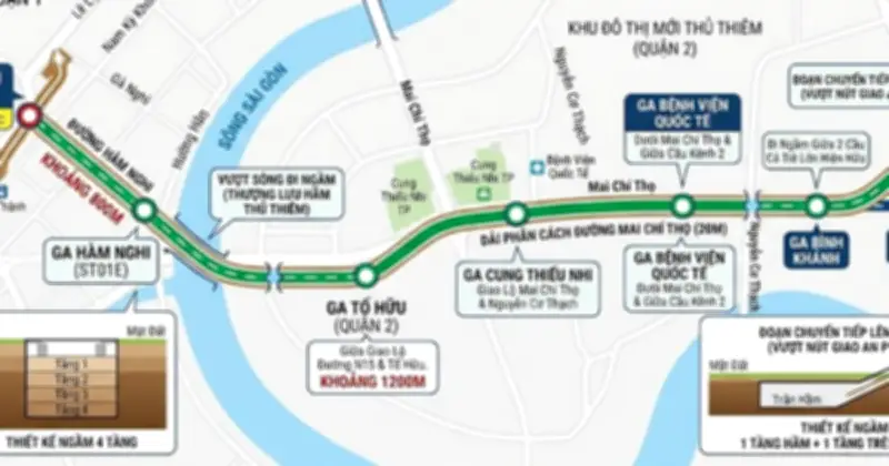 Đề Xuất 6 Ga Ngầm Cho Tuyến Metro Bến Thành - Thủ Thiêm Dài Trên 6 Km