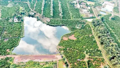 Từ trên cao, Tây Nguyên hiện ra với những hồ núi lửa cổ xưa và cuộc sống sôi động