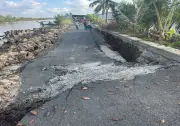 Cà Mau: Sụt lún nghiêm trọng hơn 30m đường giao thông liên xã bị chia cắt