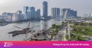 Cầu đi bộ nghìn tỷ qua sông Sài Gòn dần lộ diện sau một năm thi công