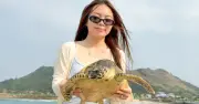 Ngư dân Lý Sơn cứu rùa biển quý hiếm, thả về tự nhiên trước sự chứng kiến của du khách