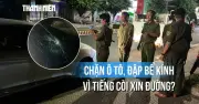 Xe ô tô bị đập bể kính chắn gió trước cổng trường vì tiếng còi xin đường