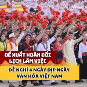 Đề xuất hoãn đổi lịch làm việc để nghỉ 4 ngày dịp Ngày Văn hóa Việt Nam