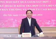 Ủy ban Kiểm tra Trung ương kết luận kiểm tra Ban Thường vụ Tỉnh ủy Cao Bằng