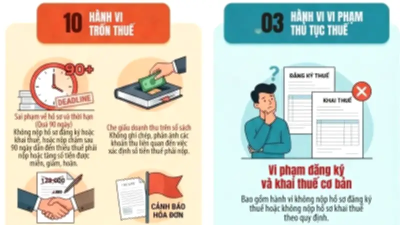 10 hành vi trốn thuế và 3 hành vi vi phạm thủ tục thuế mới nhất