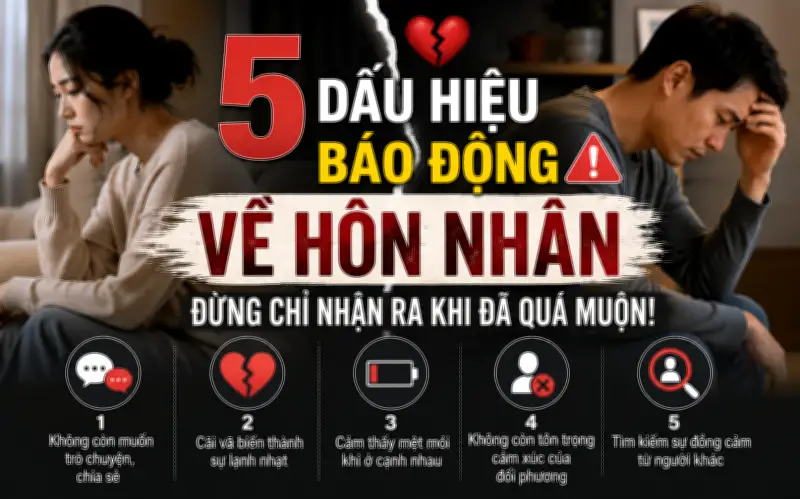 5 dấu hiệu cảnh báo hôn nhân rạn nứt mà nhiều cặp đôi phát hiện quá muộn