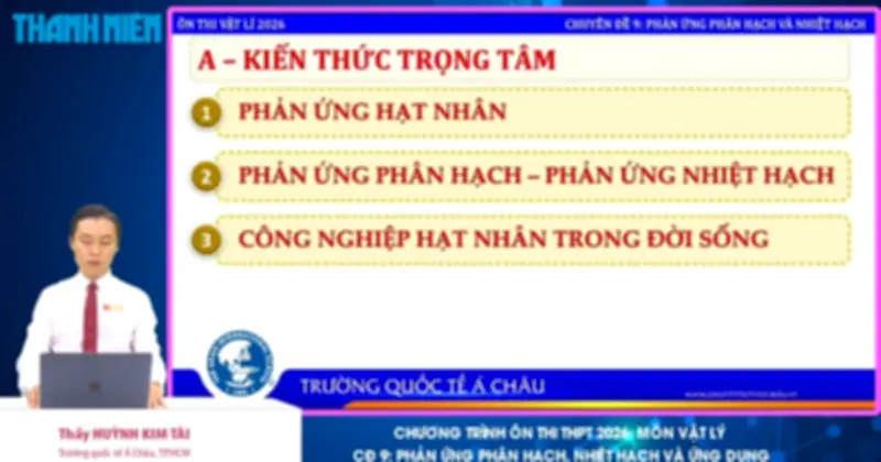 Bí quyết ôn thi THPT 2026 môn Vật lý: Chuyên đề 9 - Phản ứng phân hạch, nhiệt hạch và ứng dụng