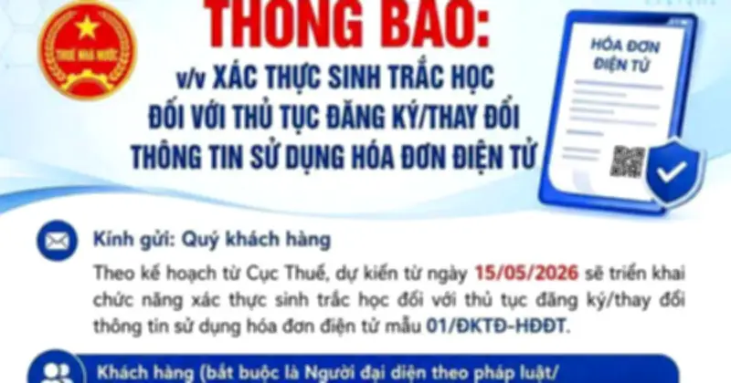 Bắc Ninh yêu cầu xác thực sinh trắc học khi đăng ký hóa đơn điện tử