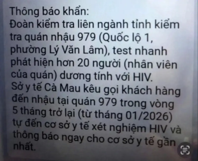 Cà Mau: Chủ nhà hàng trình báo công an vì tin giả hơn 50 nhân viên nhiễm HIV