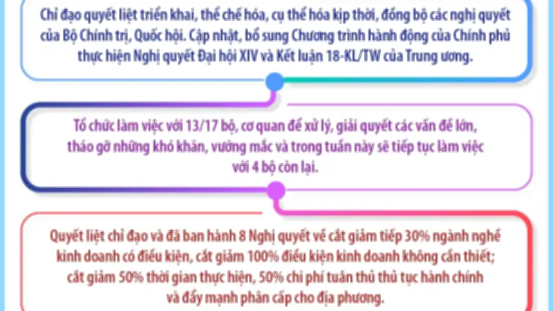 Chính phủ chỉ đạo và hoàn thành nhiều việc quan trọng trong thời gian rất ngắn