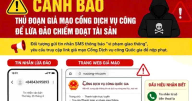 Cảnh báo thủ đoạn giả mạo Cổng dịch vụ công để chiếm đoạt tài khoản ngân hàng