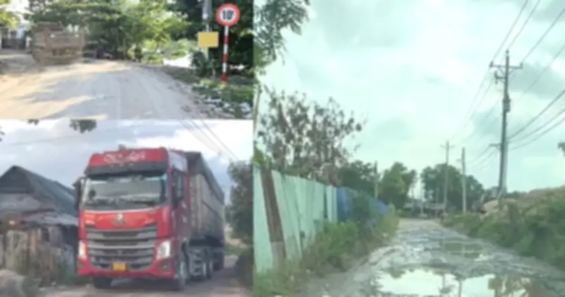 Dân bức xúc vì xe quá tải 'băm nát' đường Đê Bao, sạt lở ven sông
