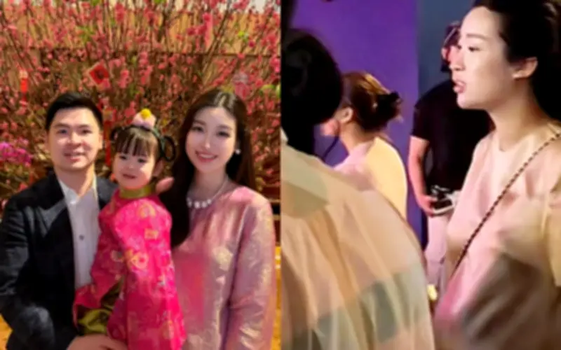 Hoa hậu Đỗ Mỹ Linh cùng chồng đưa con đi chơi lộ vóc dáng mang thai lần 2