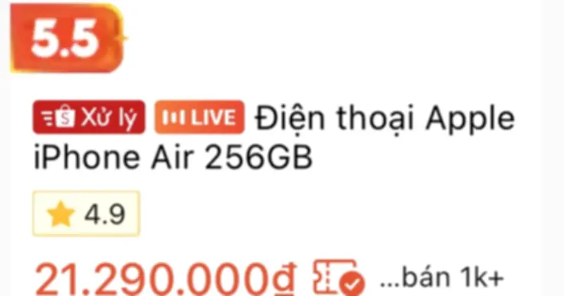iPhone Air giảm giá sâu, từ 32 triệu xuống còn 21 triệu đồng