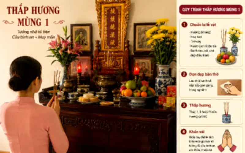 Khung giờ đẹp thắp hương mùng 1 tháng 4 âm lịch 2026 để phúc lộc viên mãn, gia đạo bình an
