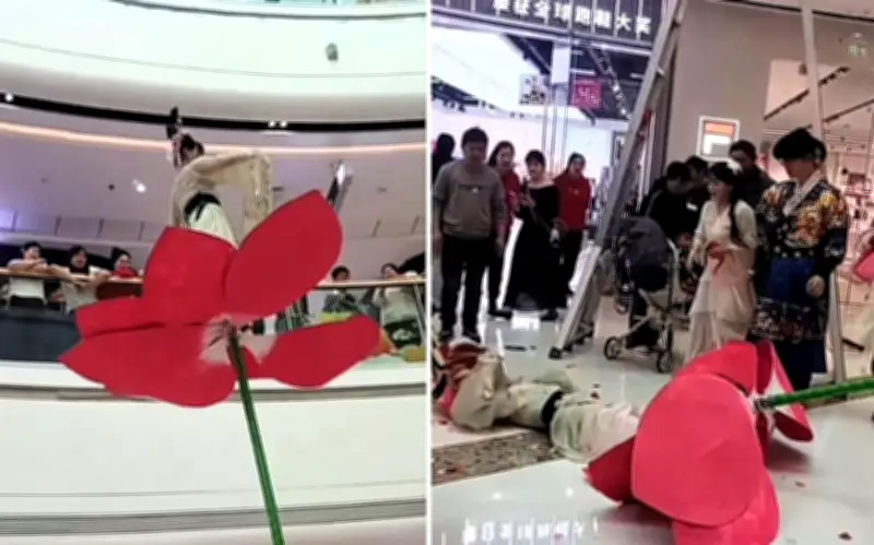 Nữ nghệ sĩ xiếc Trung Quốc ngã đập đầu từ cột cao 3m gây chấn thương
