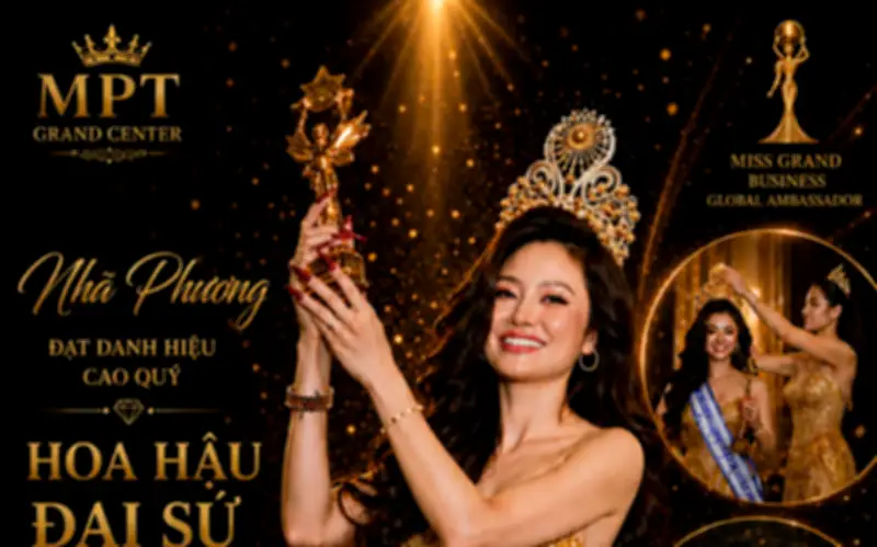 Nhã Phương đăng quang Hoa hậu Đại sứ Doanh nhân Hòa bình Toàn cầu 2026