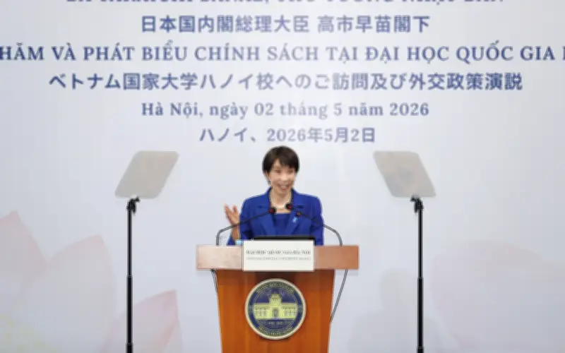 Thủ tướng Nhật Bản Takaichi Sanae thăm Đại học Quốc gia Hà Nội, phát biểu chính sách