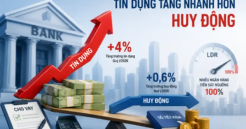 Tín dụng tăng nhanh hơn huy động gây áp lực thanh khoản ngân hàng