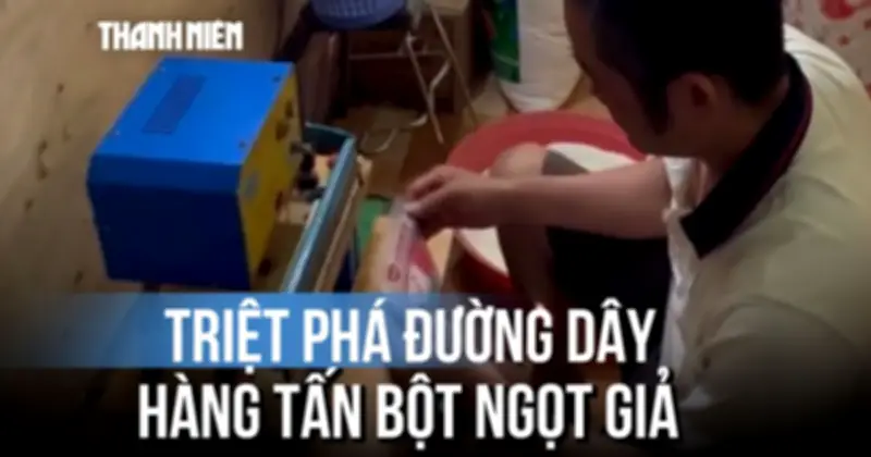 Triệt phá đường dây sản xuất hàng tấn bột ngọt giả nhãn hiệu Ajinomoto từ nguyên liệu trôi nổi