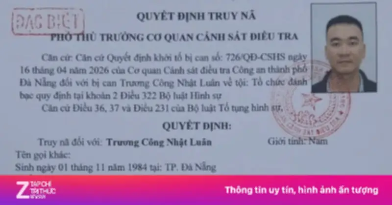 Truy nã đặc biệt kẻ cầm đầu đường dây cá độ bóng đá 350 tỷ đồng tại Đà Nẵng