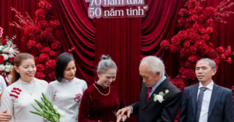 Vợ chồng 70 tuổi làm đám cưới vàng, lời nhắn nhủ khiến con cháu nghẹn ngào