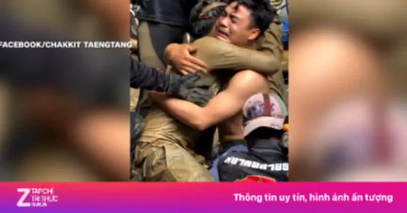 Video người mắc kẹt thoát khỏi hàng tro về trong vòng tay của các thành viên lực lượng cứu hộ