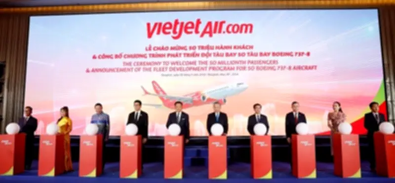 Vietjet Thailand mở rộng đội bay Boeing 737-8, kỷ niệm 50 năm quan hệ Việt-Thái