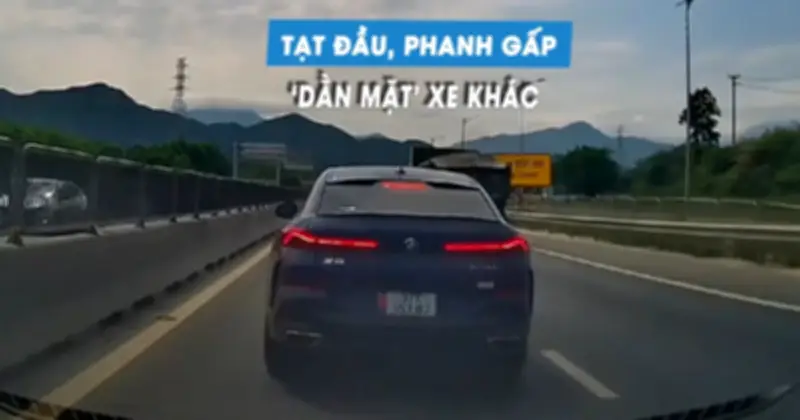 Xe BMW tạt đầu, phanh gấp trên cao tốc ở Đà Nẵng vì không được vượt