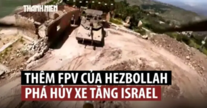Xe tăng Merkava Mk.4 Barak bị UAV FPV xuyên thủng lồng bảo vệ