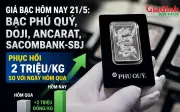 Giá bạc hôm nay 21/5: Phú Quý, DOJI, Ancarat, Sacombank, SBJ phục hồi, tăng 2 triệu/kg