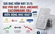 Giá bạc hôm nay 31/5: Phú Quý DOJI, Ancarat, Sacombank, SBJ biến động ra sao?