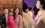 Hoa hậu Đỗ Mỹ Linh cùng chồng đưa con đi chơi lộ vóc dáng mang thai lần 2