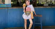 Phong cách giấu quần với áo rộng và quần shorts cho ngày hè