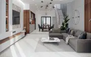 Ý tưởng trang trí phòng khách nhà ống 5m có cầu thang ấn tượng
