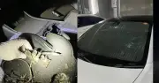 Xe ô tô điện bốc cháy do điện thoại phát nổ bên trong xe