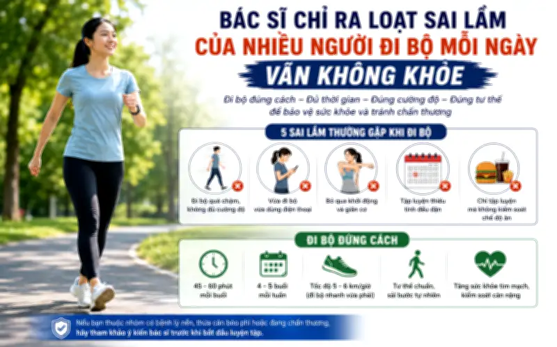 Bác sĩ chỉ ra loạt sai lầm khi đi bộ hàng ngày khiến không khỏe, dễ chấn thương