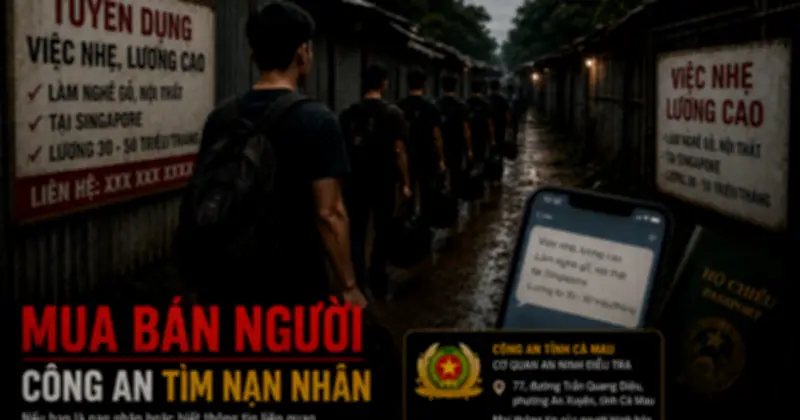 Cà Mau truy tìm bị hại vụ mua bán người sang Campuchia cưỡng bức lao động