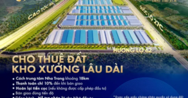 Cho thuê đất kho xưởng lâu dài tại CCN Diên Thọ VCN Khánh Hòa