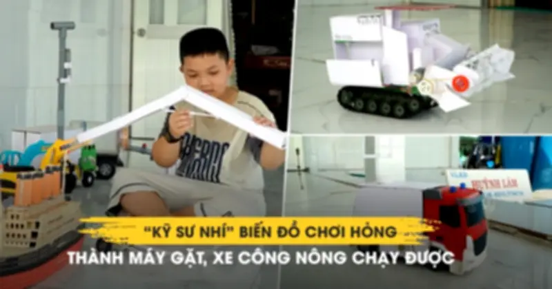 Kỹ sư nhí lớp 4 Cần Thơ tái chế đồ chơi cũ thành máy nông nghiệp