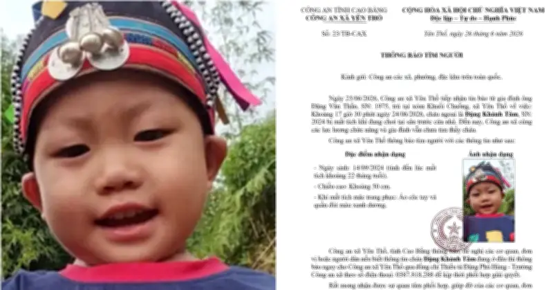 Khẩn tìm bé trai 9 tháng tuổi mất tích tại Cao Bằng