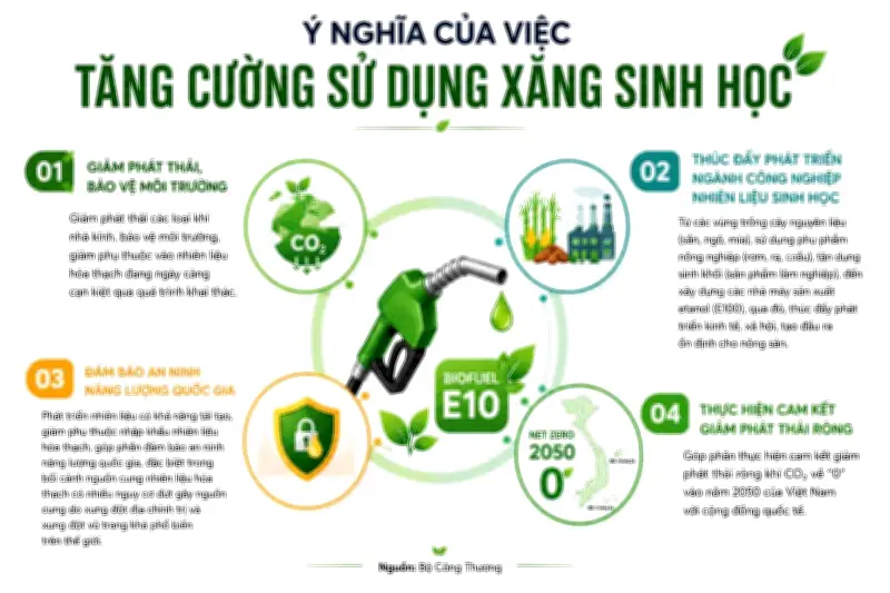 Lộ trình phổ cập xăng E10: Bước đi chiến lược vì năng lượng sạch