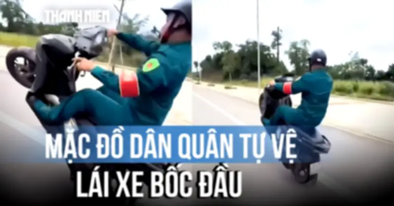 Lào Cai: Xử phạt nam thanh niên mặc trang phục dân quân lái xe bốc đầu