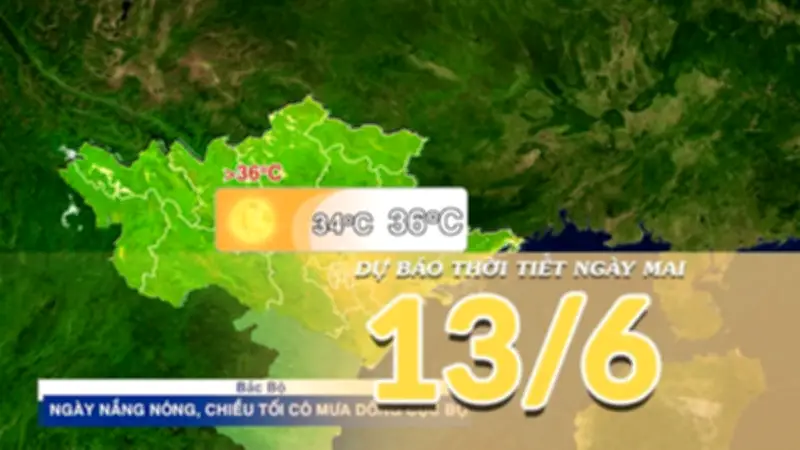 Miền Bắc mưa dông, miền Trung nắng nóng gay gắt, Nam Bộ chiều tối mưa