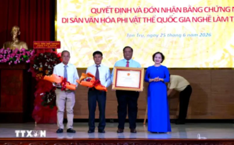 Nghề làm trống bình an được công nhận di sản văn hóa phi vật thể quốc gia